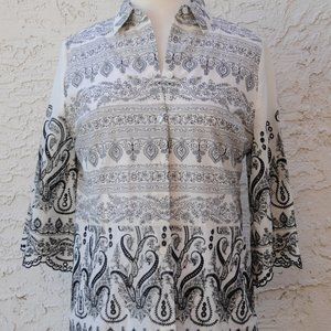 Chico's Black and White Embelished  Tunic Blouse